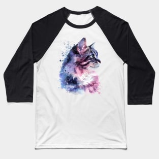 Siberian Cat Water Color Pop Art Design for Cat Lover Baseball T-Shirt